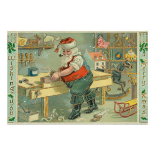 Vintage Christmas Card - Santa in his Workshop Photo Print