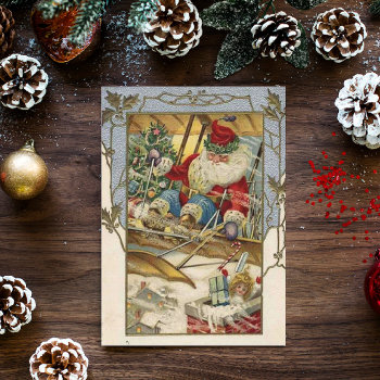 Vintage Christmas Card | Santa On A Plane by Koovox at Zazzle