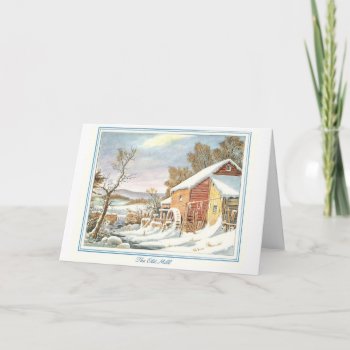 Vintage Christmas Card Snow At The Mill by lko922 at Zazzle