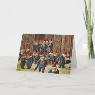 Vintage Christmas Card Village Politicians Gnome