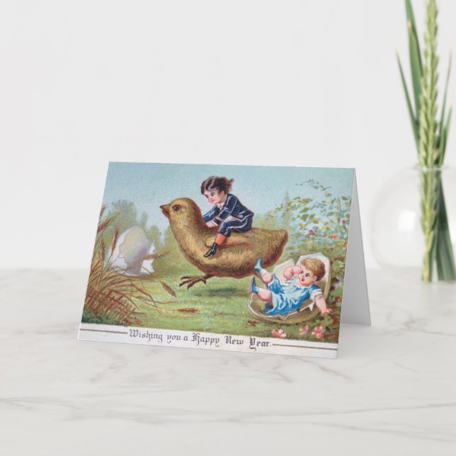 Vintage Christmas Card | Wishing Happy New Year (Front)