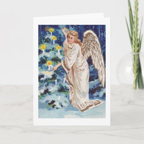Vintage Christmas Card with Angel