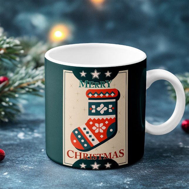 Vintage Christmas Card with Stocking Illustration  Coffee Mug (Creator Uploaded)