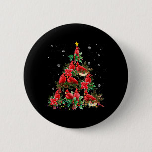 Vintage Christmas Cardinal Birds Snowings Xmas Tre Button