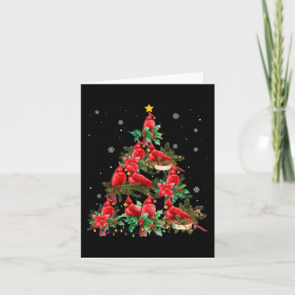 Vintage Christmas Cardinal Birds Snowings Xmas Tre Card