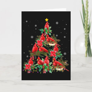 Vintage Christmas Cardinal Birds Tree Lights Funny Card