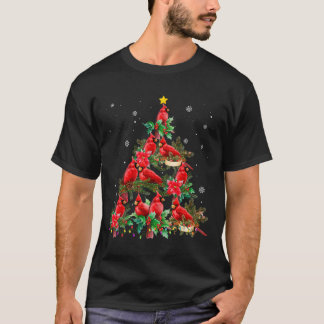 Vintage Christmas Cardinal Birds Tree Lights Funny T-Shirt