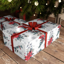 Vintage Christmas Cardinal Poinsettia Pattern