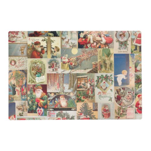 Vintage Christmas Cards Holiday Pattern Placemat