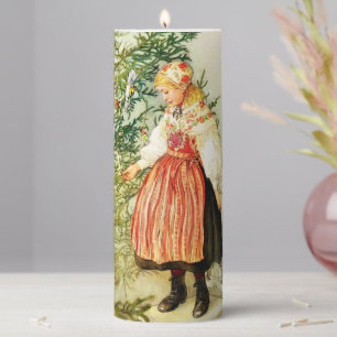 Vintage Christmas Carl Larsson Swedish Pillar Candle