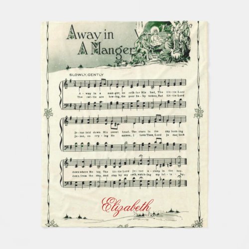 Vintage Christmas Carol Away in A Manger Cozy Fleece Blanket