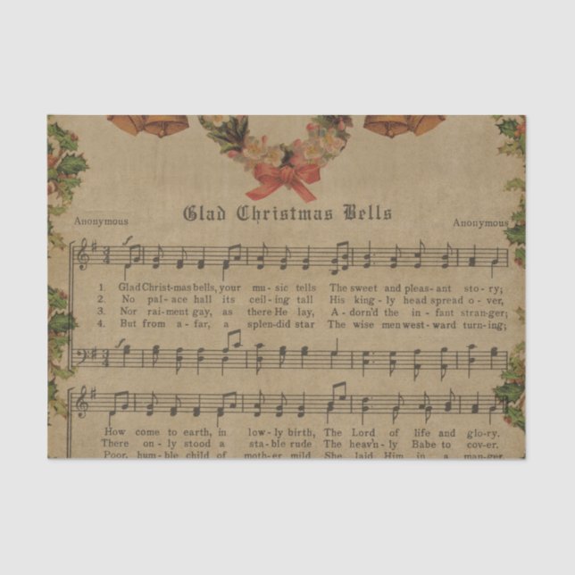 Vintage Christmas Carol Music Sheet (Front)