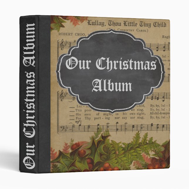 Vintage Christmas Carol Music Sheet Binder (Front/Spine)