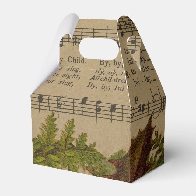 Vintage Christmas Carol Music Sheet Favor Boxes (Front Side)