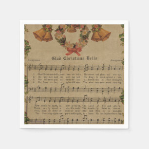 Vintage Christmas Carol Music Sheet Napkins