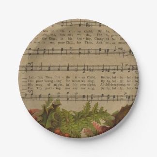 Vintage Christmas Carol Music Sheet Paper Plates
