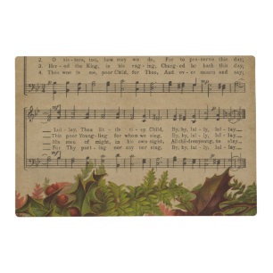 Vintage Christmas Carol Music Sheet Placemat
