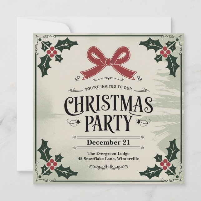 Vintage Christmas Carol-Themed Party  Invitation (Front)