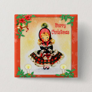 Vintage Christmas Caroler Button