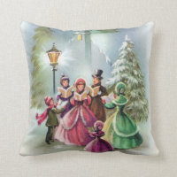Vintage Christmas Carolers Holiday decor pillow
