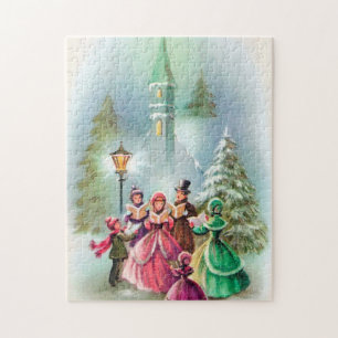 Vintage Christmas carolers Holiday Jigsaw Puzzle