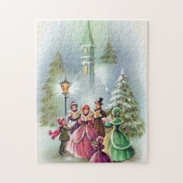 Vintage Christmas carolers Holiday Jigsaw Puzzle (Vertical)