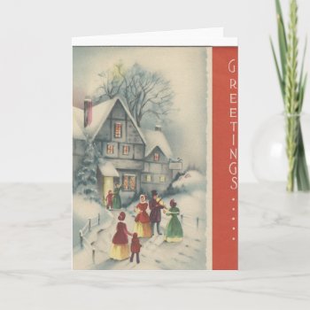 Vintage Christmas Carolers Snow Scene Holiday Card by Gypsify at Zazzle