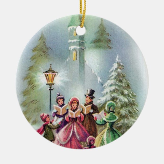 Vintage Christmas carolers tree ornament (Front)