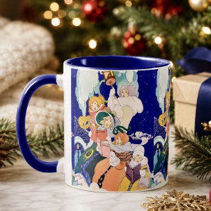 Vintage Christmas Carolers Under the Stars Mug