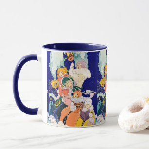 Vintage Christmas Carolers Under the Stars Mug