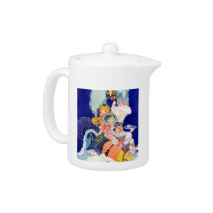 Vintage Christmas Carolers Under the Stars Teapot