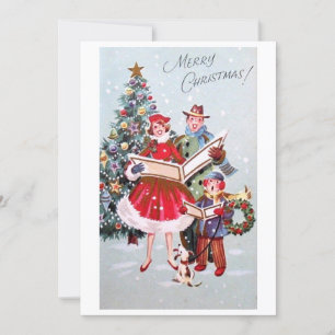Vintage Christmas Caroling Holiday Card