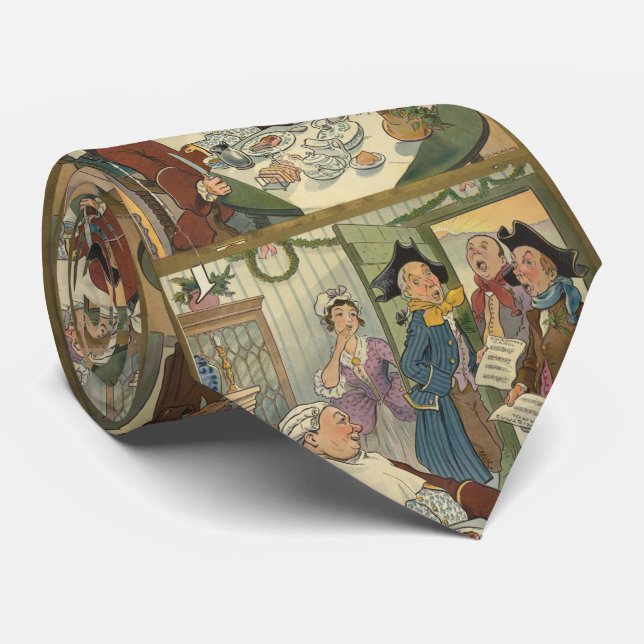 Vintage Christmas Caroling Illustration (1903) Neck Tie (Rolled)