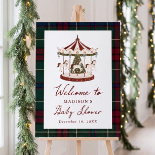 Vintage Christmas Carousel Baby Shower Welcome Foam Board