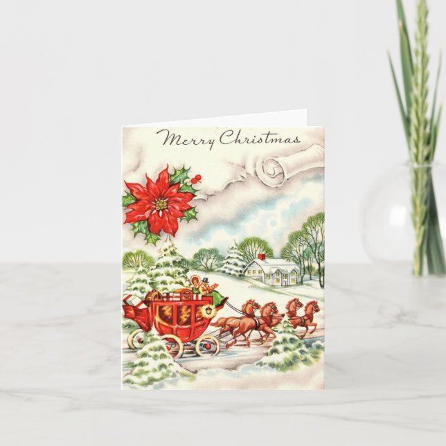 Vintage Christmas Carriage Card (Front)