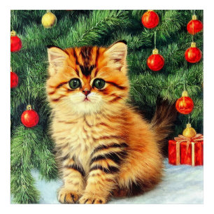 Vintage Christmas Cat Acrylic Print