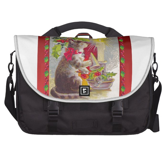 Vintage Christmas, Cat among decorations Laptop Commuter Bag