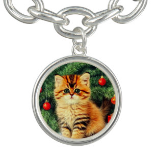 Vintage Christmas Cat Bracelet