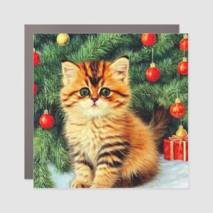 Vintage Christmas Cat Car Magnet