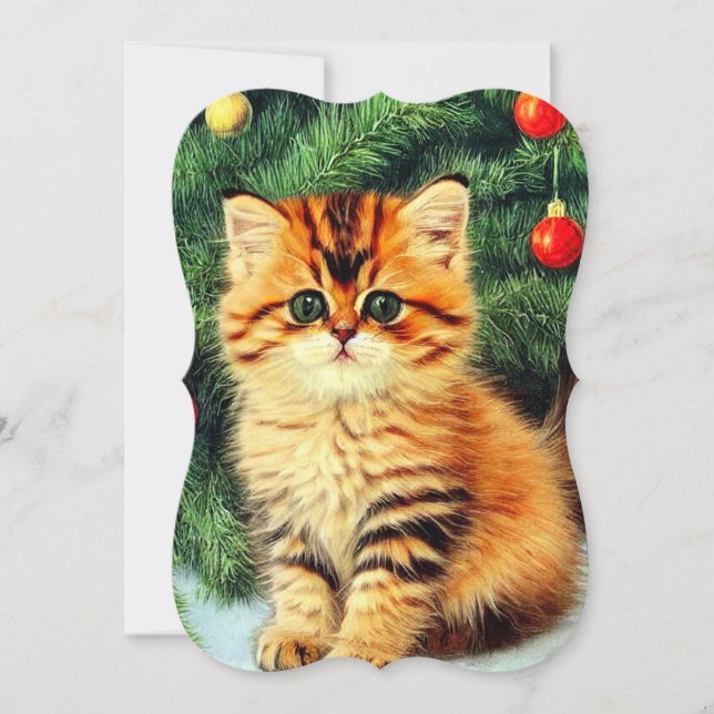 Vintage Christmas Cat Card (Front)