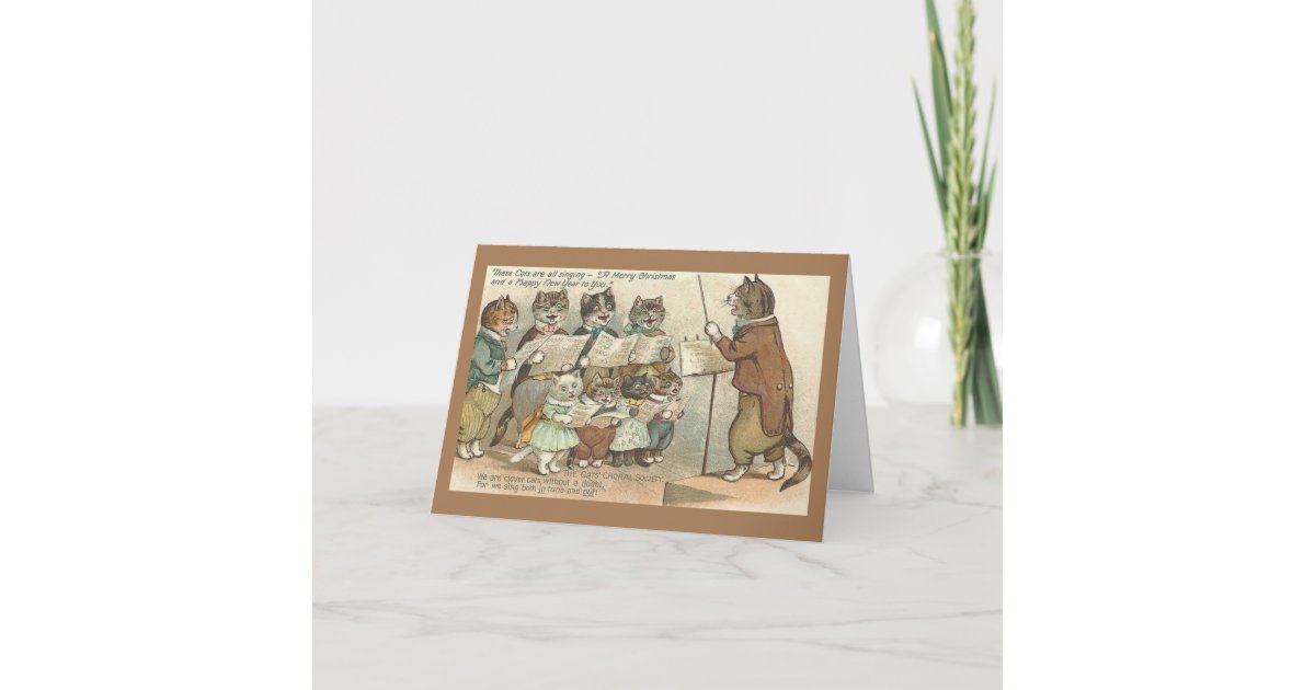 Vintage Christmas Cat Choir Christmas Card Zazzle Com