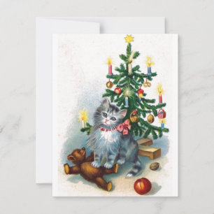 Vintage Christmas Cat Holiday Card