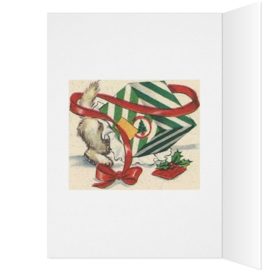 Vintage Christmas Cat In Present (Inside (Left))