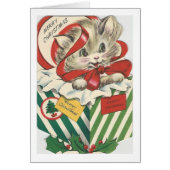 Vintage Christmas Cat In Present (Front)