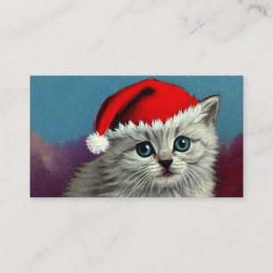 Vintage Christmas Cat in Santa Hat Enclosure Card