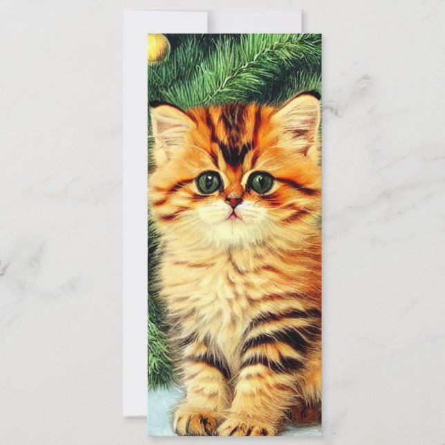 Vintage Christmas Cat Invitation (Front)