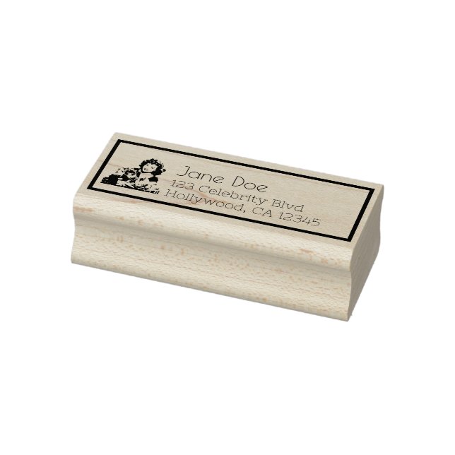 Vintage Christmas Cat Lady Art Rubber Stamp (Stamp)