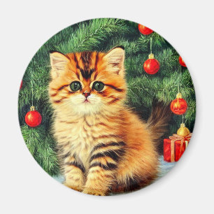 Vintage Christmas Cat Magnet