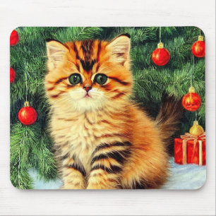 Vintage Christmas Cat Mouse Pad