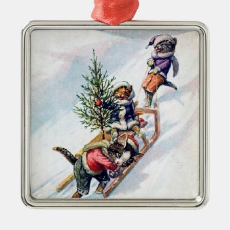 Vintage Christmas Cat Ornament